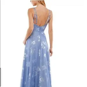 Periwinkle prom dress with flower design